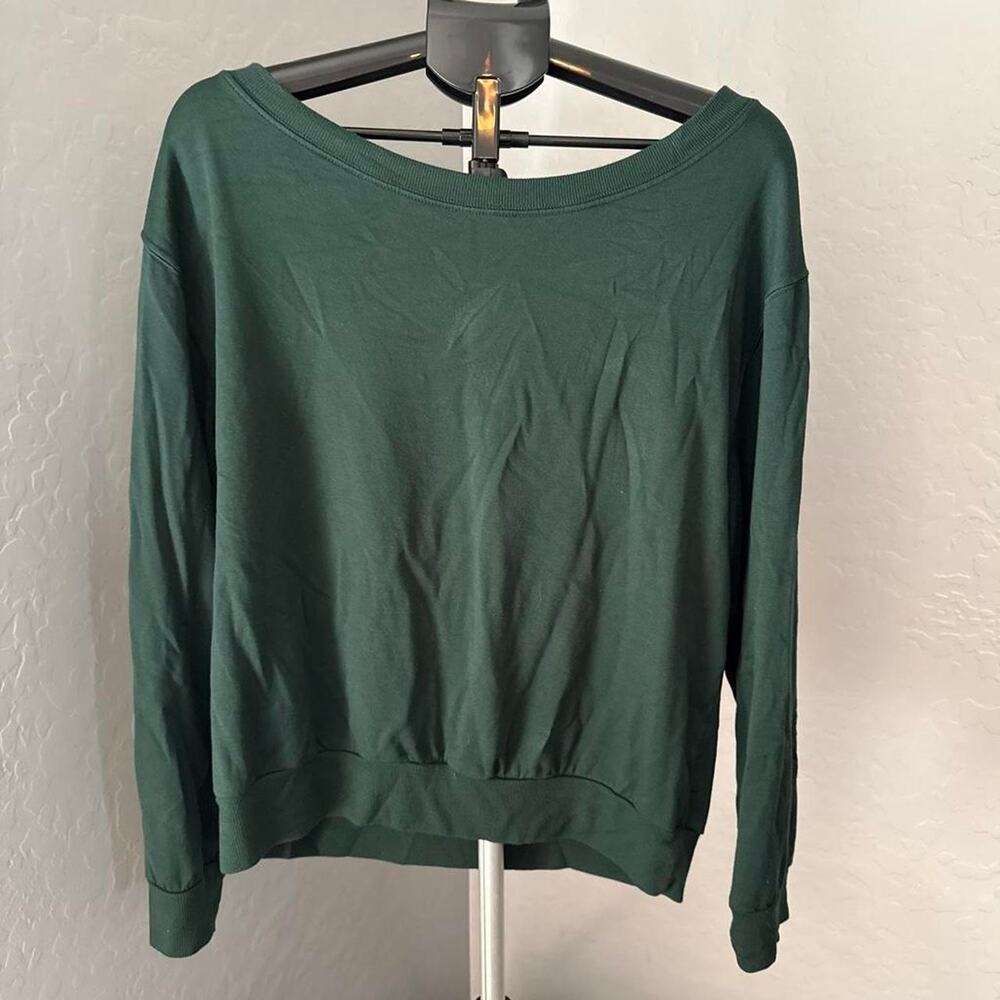 Green off the shoulder sweatshirt